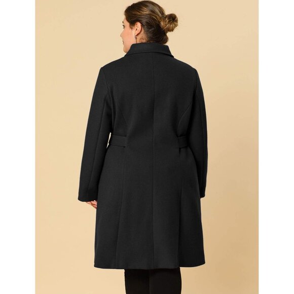 Warm Plus Size Women's Belted Long Coat with Pockets for Everyday Elegance, 1X - Picture 5 of 6